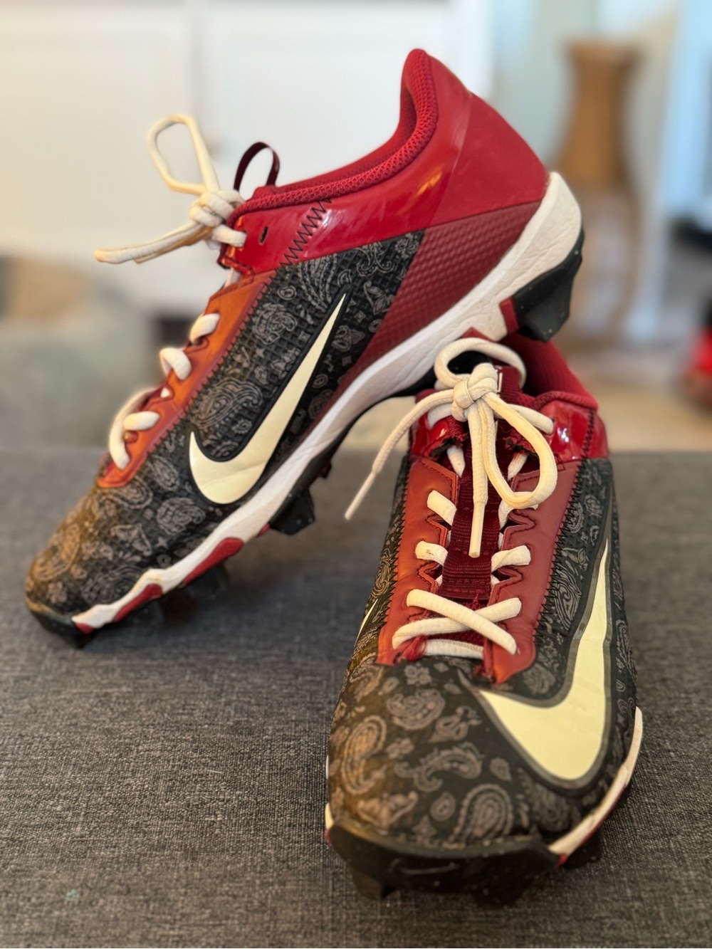 Nike Red & Black Paisley Football Cleats